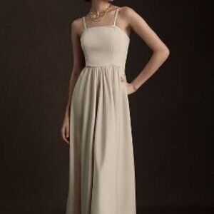 BHLDN Elsie Straight-Neck Satin A-Line Gown